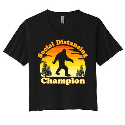 Vintage Sunrise Social Distancing Champion Bigfoot Women's Crop Top Tee