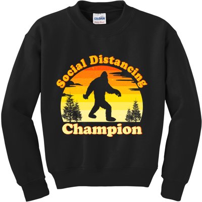 Vintage Sunrise Social Distancing Champion Bigfoot Kids Sweatshirt