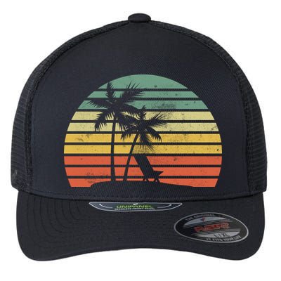 Vintage Sunset Beach   Flexfit Unipanel Trucker Cap