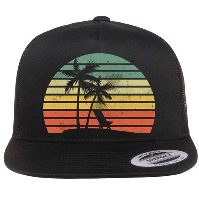 Vintage Sunset Beach   Flatbill Hat