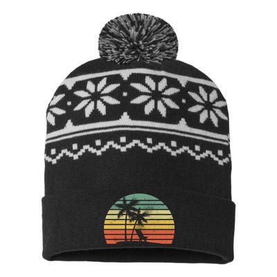 Vintage Sunset Beach   USA-Made Snowflake Beanie