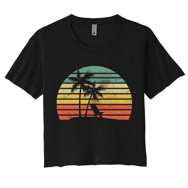 Vintage Sunset Beach   Crop Top