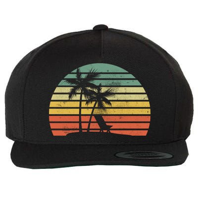 Vintage Sunset Beach   Wool Snapback Cap