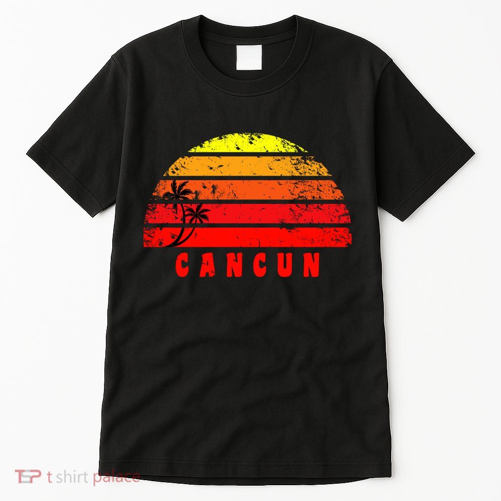 Vintage Sunset Cancun Mexico Palm Tree Tall T-Shirt