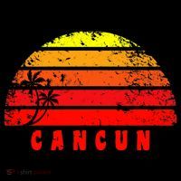 Vintage Sunset Cancun Mexico Palm Tree Tall T-Shirt