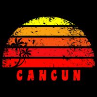 Vintage Sunset Cancun Mexico Palm Tree Bucket Hat