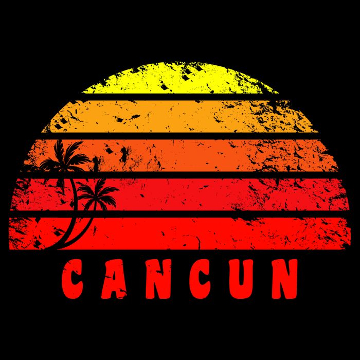 Vintage Sunset Cancun Mexico Palm Tree Bucket Hat