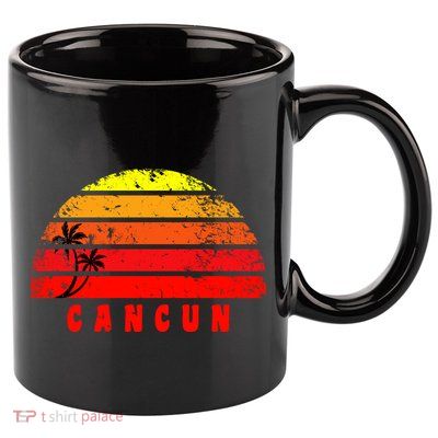 Vintage Sunset Cancun Mexico Palm Tree 11oz C Handle Ceramic Mug