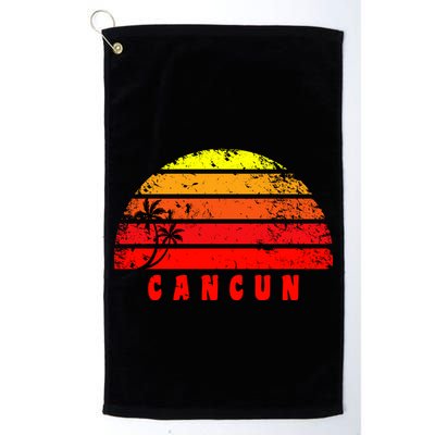 Vintage Sunset Cancun Mexico Palm Tree Golf Towel