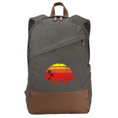 Vintage Sunset Cancun Mexico Palm Tree Cotton Canvas Backpack