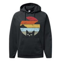 Vintage Sunset Cat Performance Fleece Hoodie