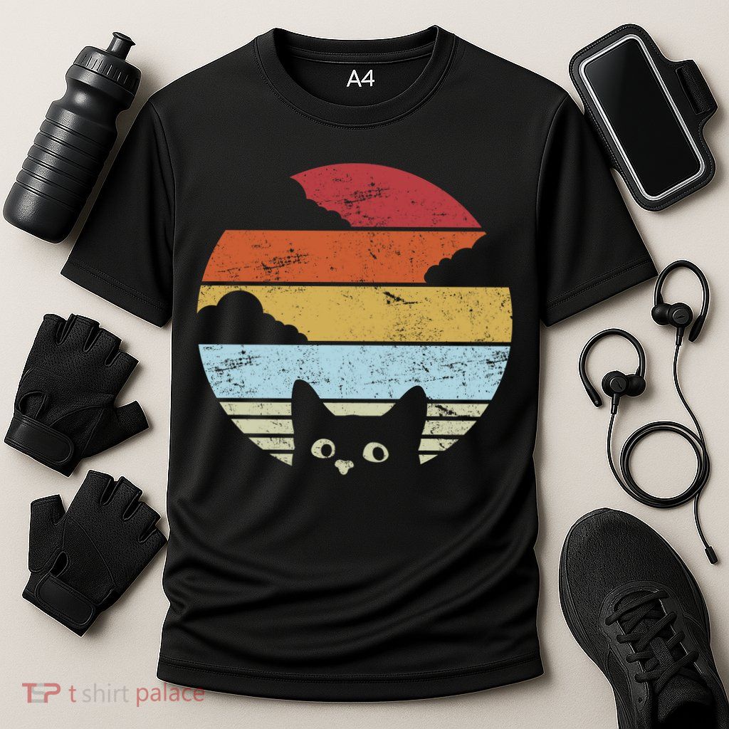 Vintage Sunset Cat Performance Shirt