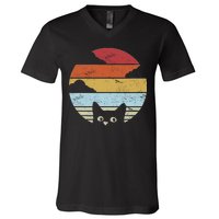 Vintage Sunset Cat V-Neck T-Shirt