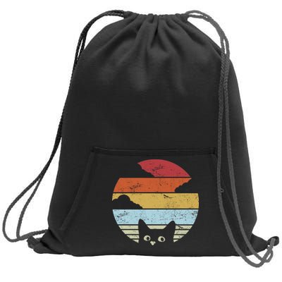 Vintage Sunset Cat Sweatshirt Cinch Pack Bag