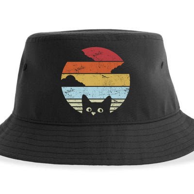 Vintage Sunset Cat Sustainable Bucket Hat