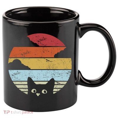 Vintage Sunset Cat 11oz C Handle Ceramic Mug