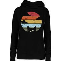 Vintage Sunset Cat Womens Funnel Neck Pullover Hood