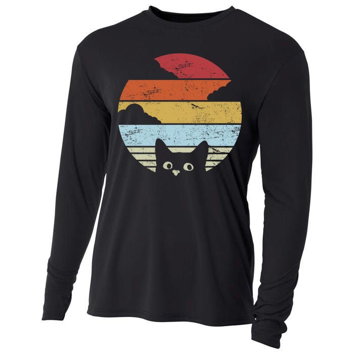 Vintage Sunset Cat Cooling Performance Long Sleeve Crew