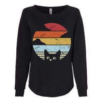 Vintage Sunset Cat Womens California Wash Sweatshirt