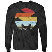 Vintage Sunset Cat Tie-Dye Long Sleeve Shirt