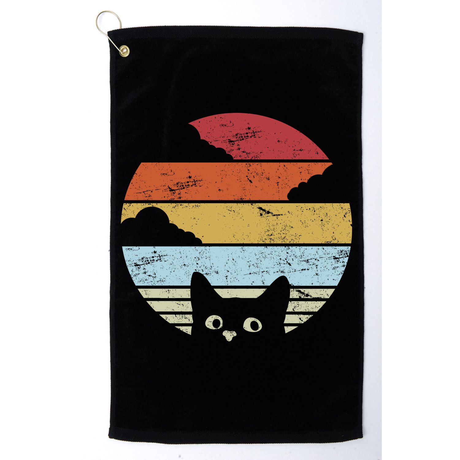 Vintage Sunset Cat Golf Towel