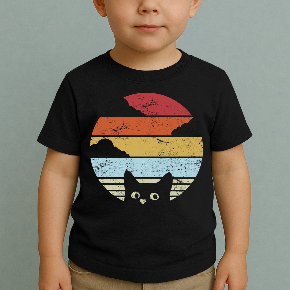 Vintage Sunset Cat Toddler T-Shirt