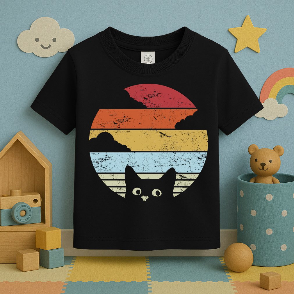 Vintage Sunset Cat Toddler T-Shirt