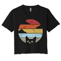 Vintage Sunset Cat Women's Crop Top Tee