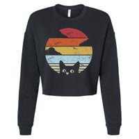 Vintage Sunset Cat Cropped Pullover Crew