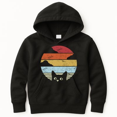 Vintage Sunset Cat Kids Hoodie