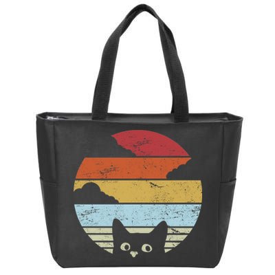 Vintage Sunset Cat Zip Tote Bag