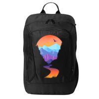 Vintage Sunset Mountain River City Backpack