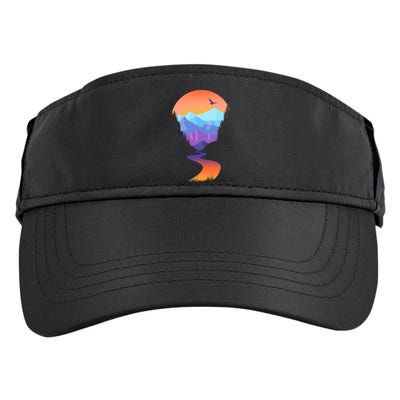 Vintage Sunset Mountain River Adult Drive Performance Visor