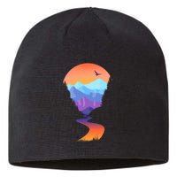 Vintage Sunset Mountain River Sustainable Beanie