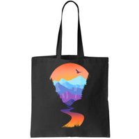 Vintage Sunset Mountain River Tote Bag