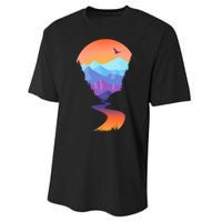 Vintage Sunset Mountain River Performance Sprint T-Shirt