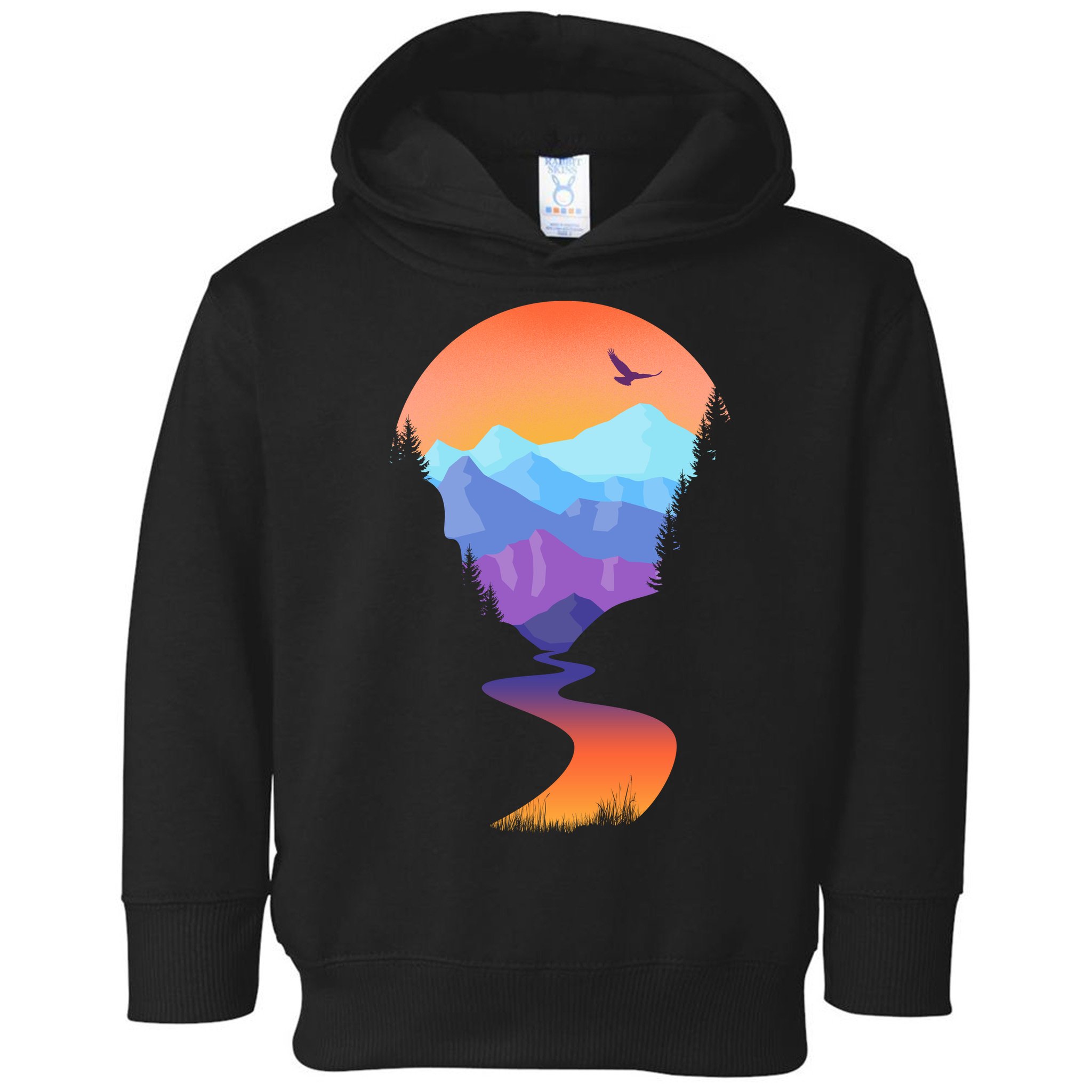 Vintage Sunset Mountain River Toddler Hoodie