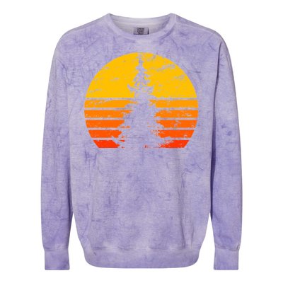 Vintage Sunset Tree Colorblast Crewneck Sweatshirt