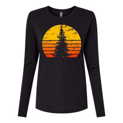 Vintage Sunset Tree Womens Cotton Relaxed Long Sleeve T-Shirt