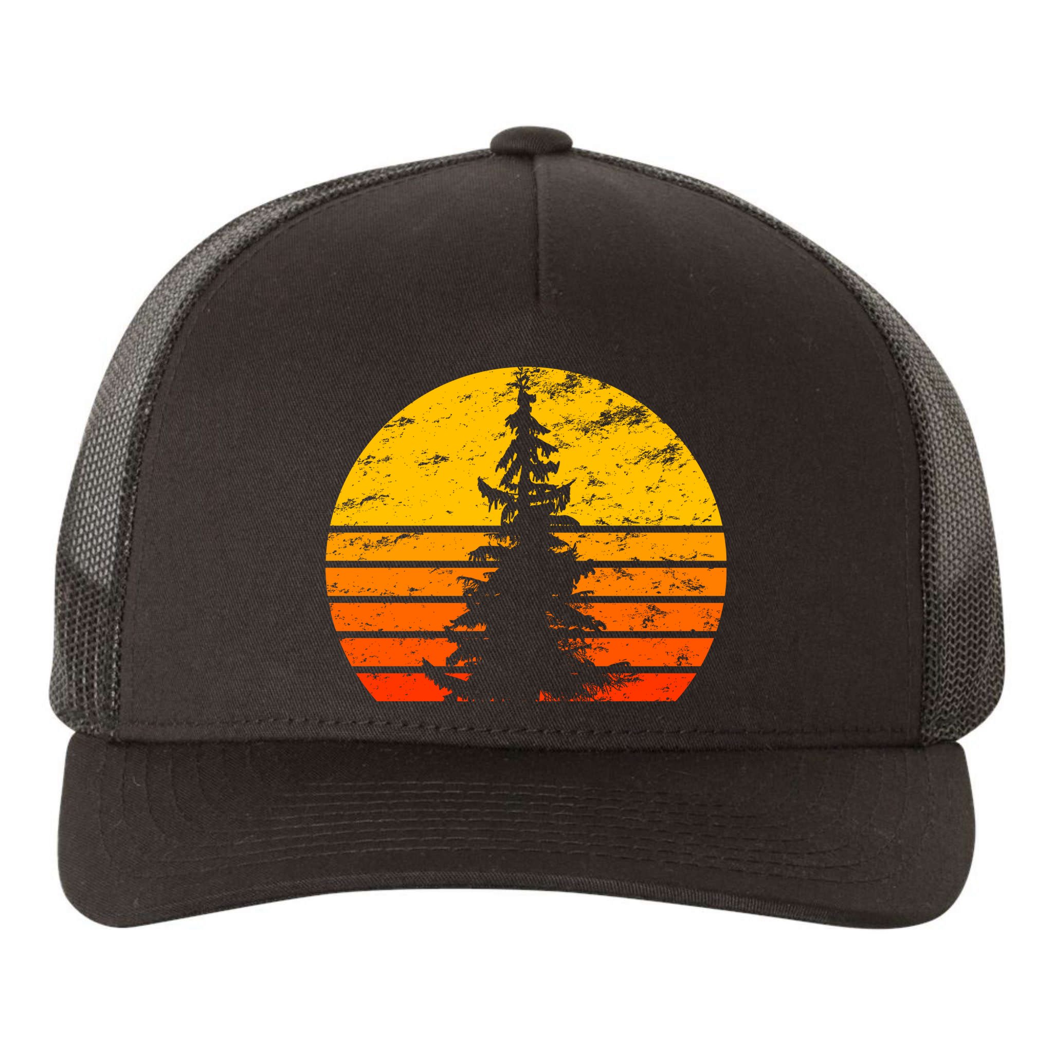 Vintage Sunset Tree Yupoong Adult 5-Panel Trucker Hat