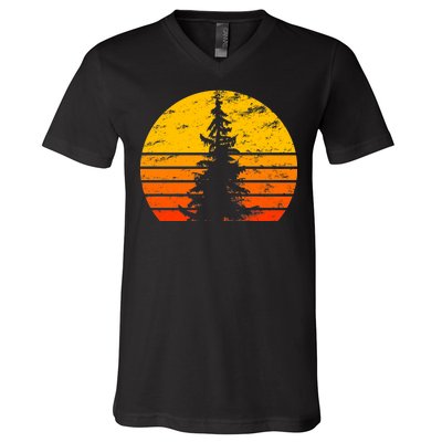 Vintage Sunset Tree V-Neck T-Shirt