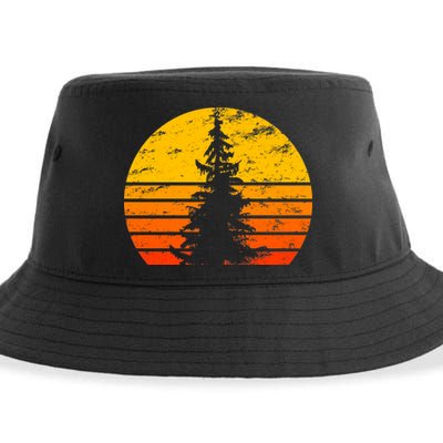 Vintage Sunset Tree Sustainable Bucket Hat