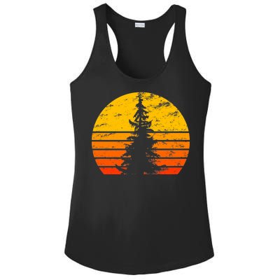 Vintage Sunset Tree Ladies PosiCharge Competitor Racerback Tank