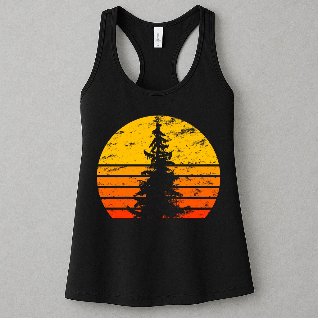 Vintage Sunset Tree Womens Tank Top