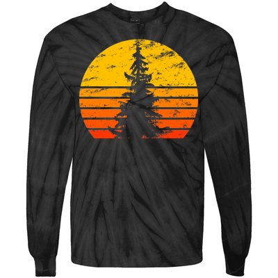 Vintage Sunset Tree Tie-Dye Long Sleeve Shirt