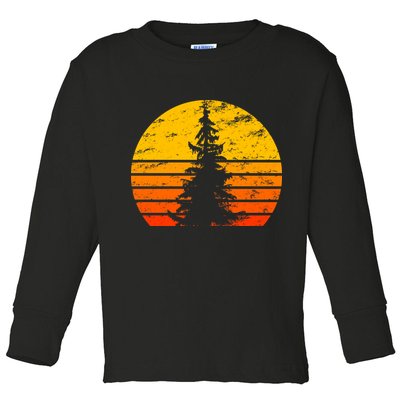 Vintage Sunset Tree Toddler Long Sleeve Shirt