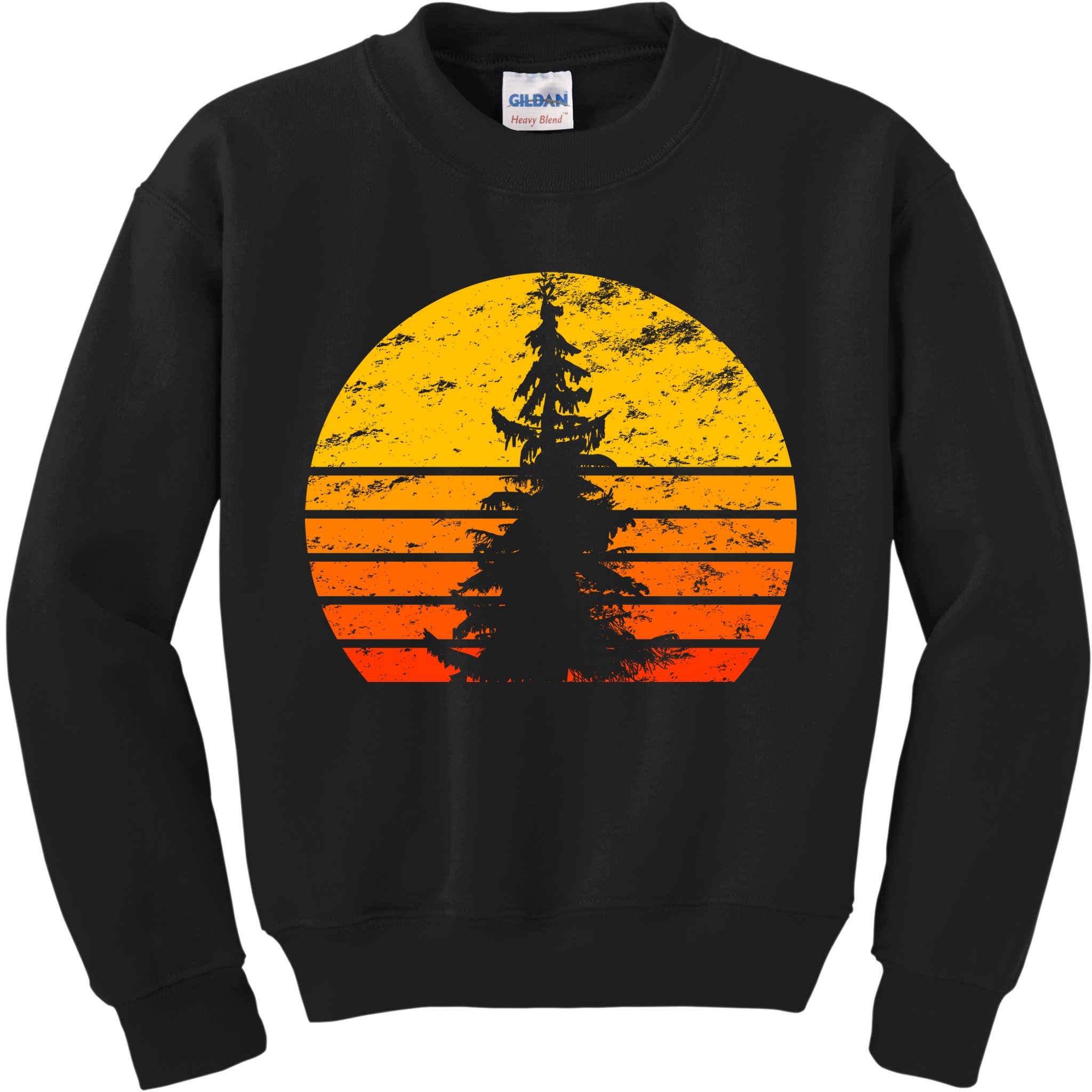 Vintage Sunset Tree Kids Sweatshirt