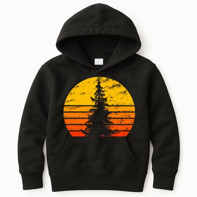 Vintage Sunset Tree Kids Hoodie