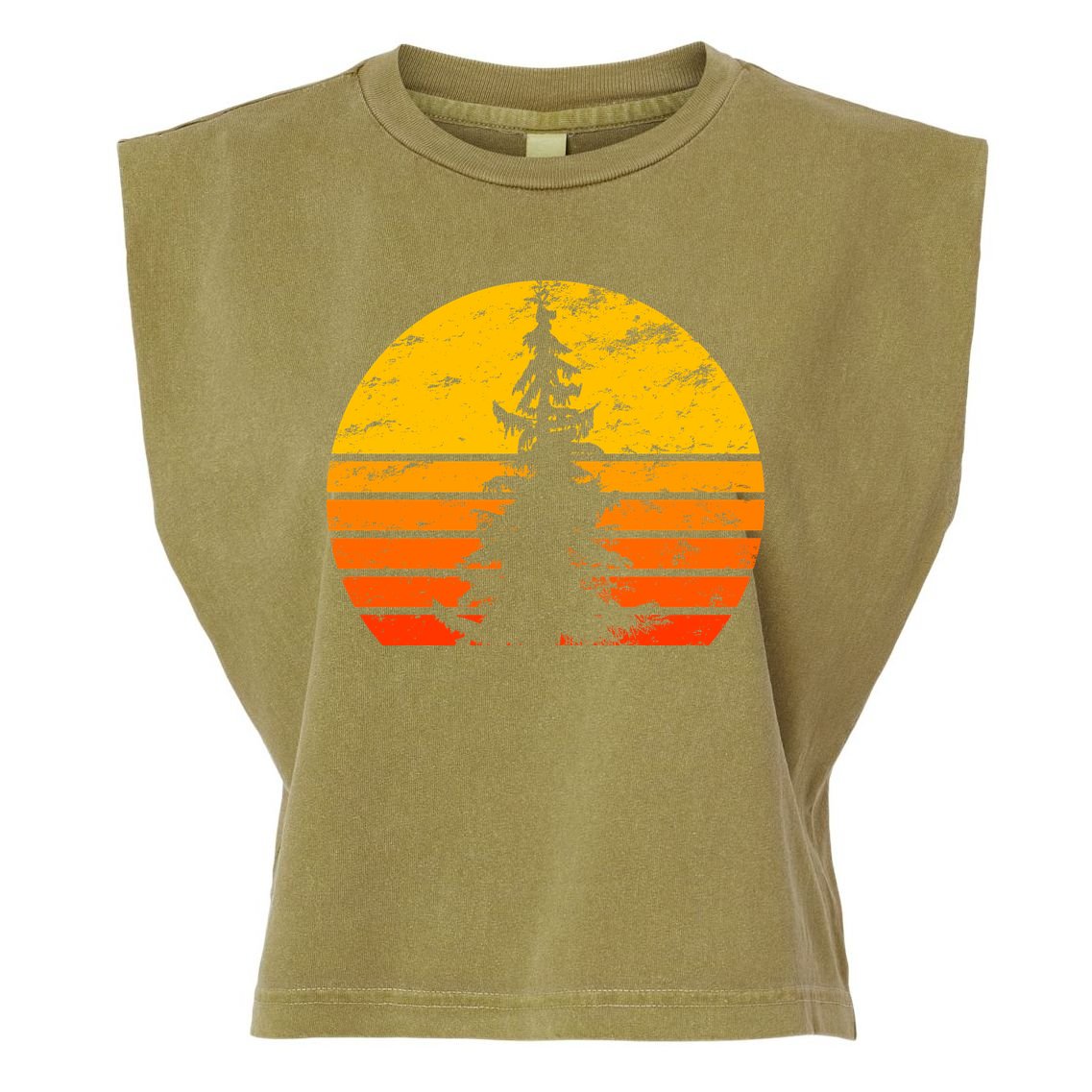 Vintage Sunset Tree Garment-Dyed Women's Muscle Tee