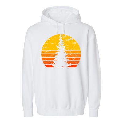 Vintage Sunset Tree Garment-Dyed Fleece Hoodie